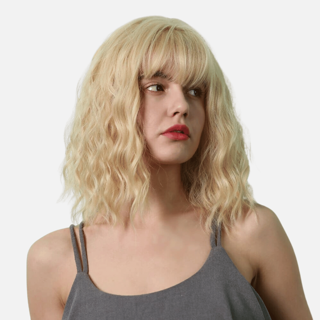 Perruque Mi-longue Femme Blond Doré Edith 24B - Synthétique, Raide, Neuf Avec étiquettes