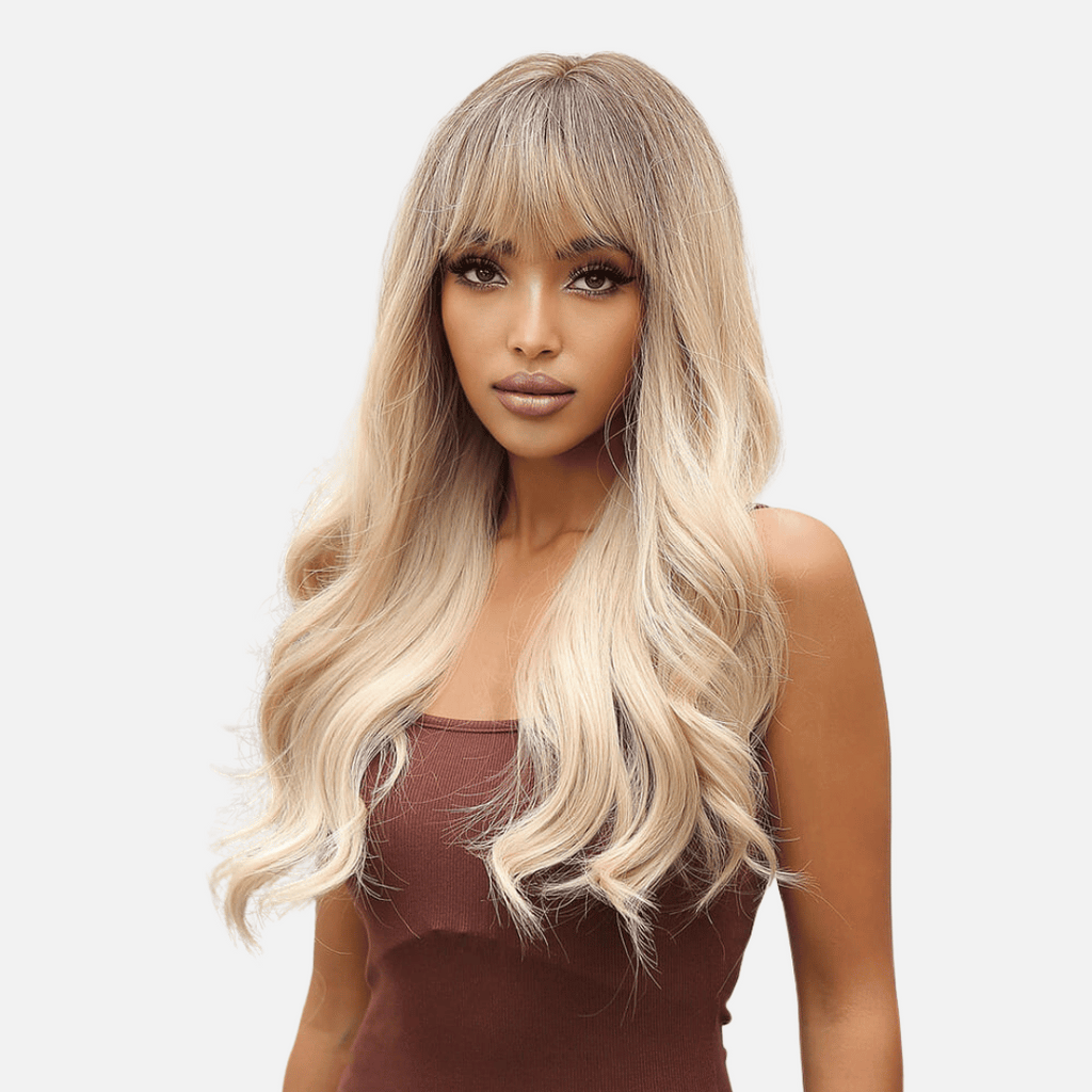 perruque blonde longue ondulée