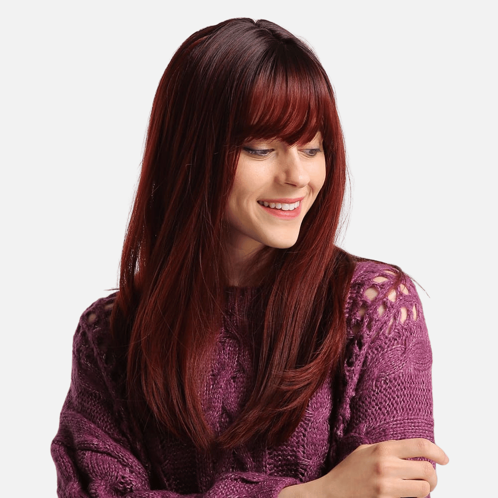 Perruque rouge vin