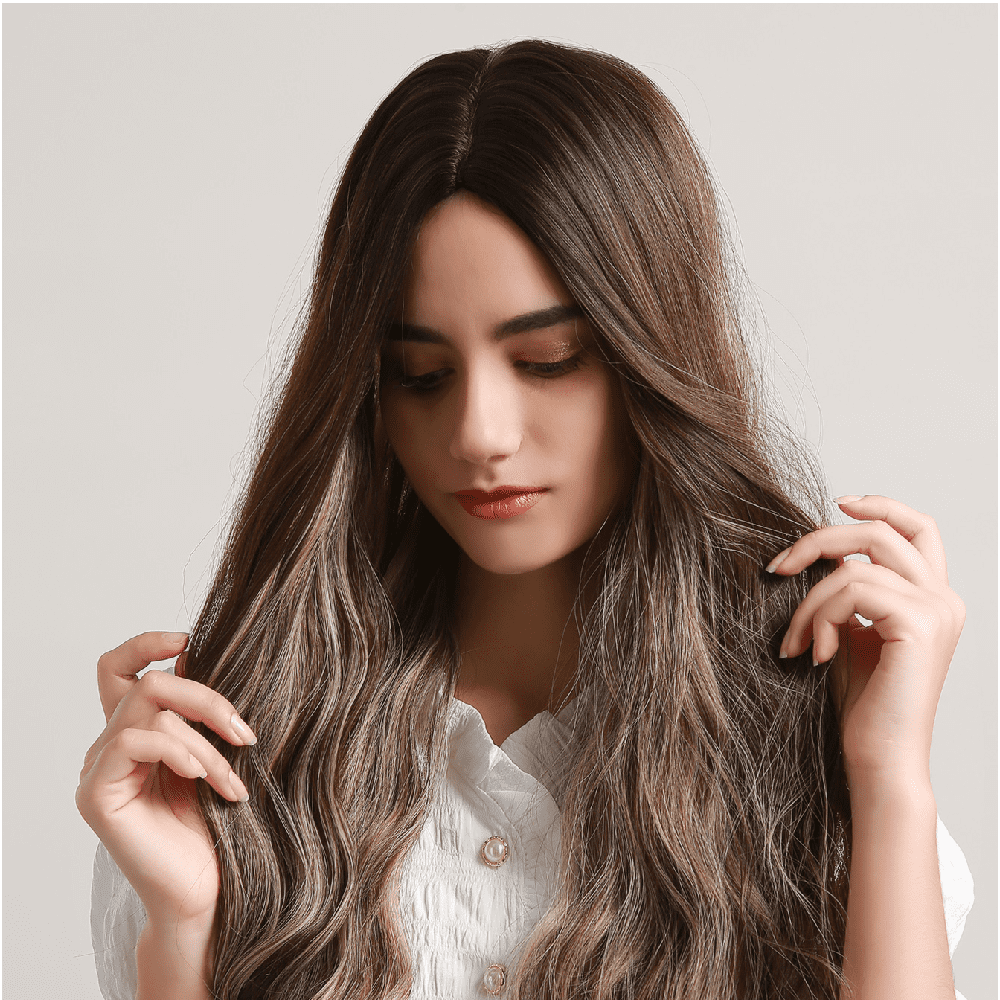 Perruque bouclée marron cheveux