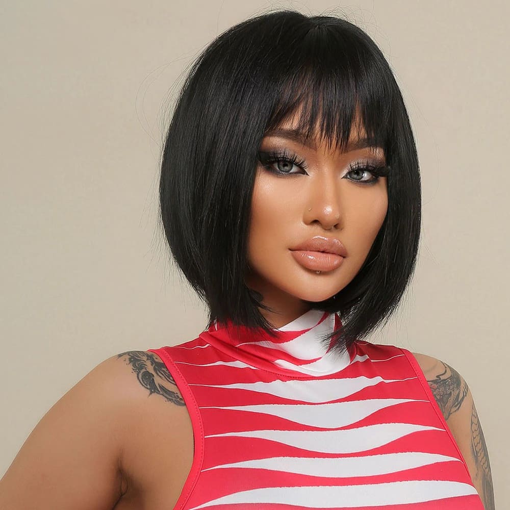 Perruque Noire Carré Féminin