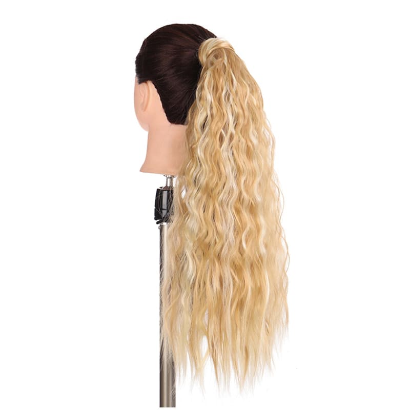 Extension de cheveux clip blond mèche frisée
