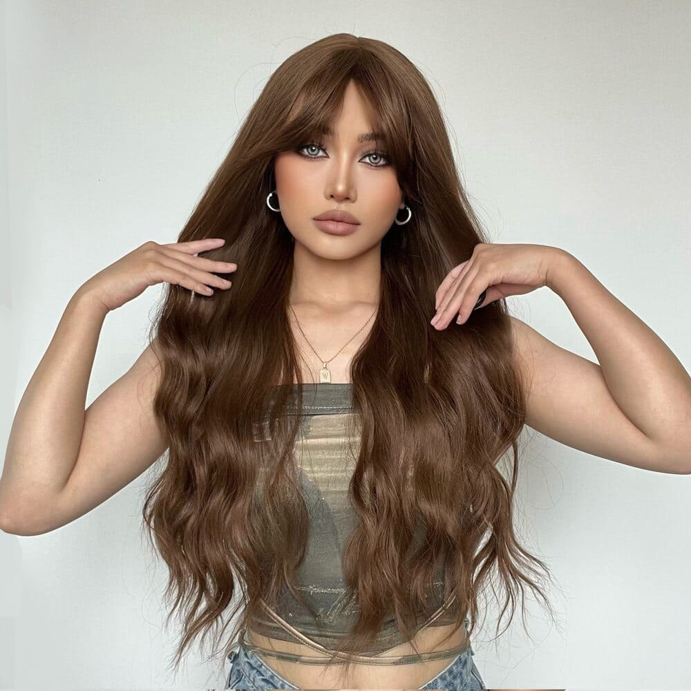 Perruque aubrun long mèche