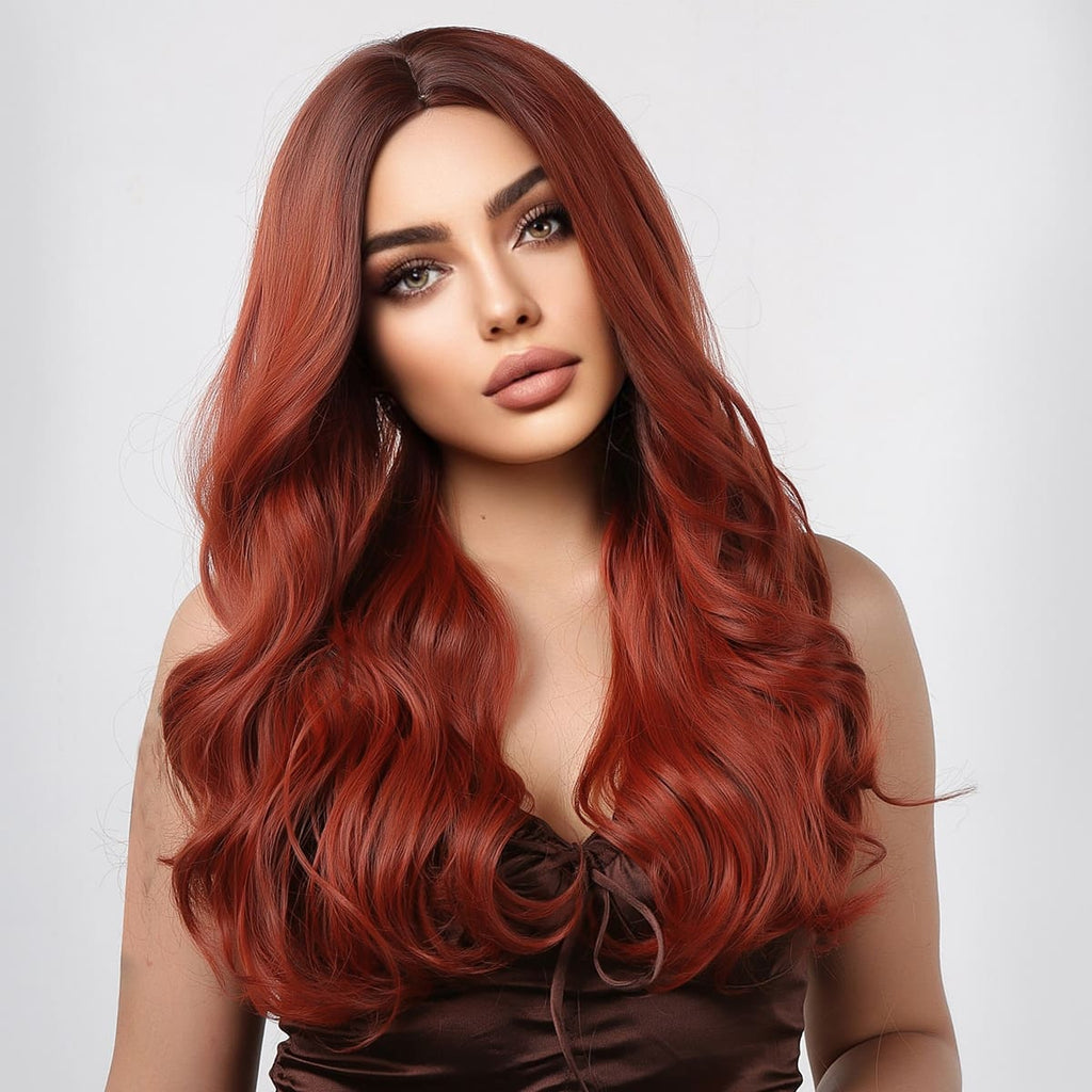 Perruque auburn ondulation