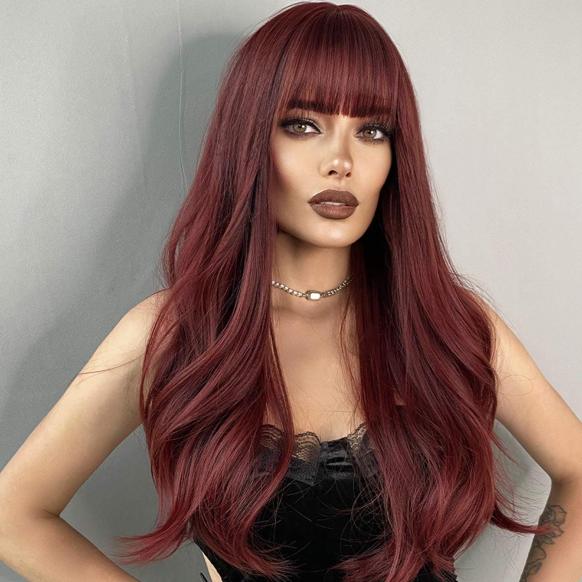 Perruque auburn rouge frange