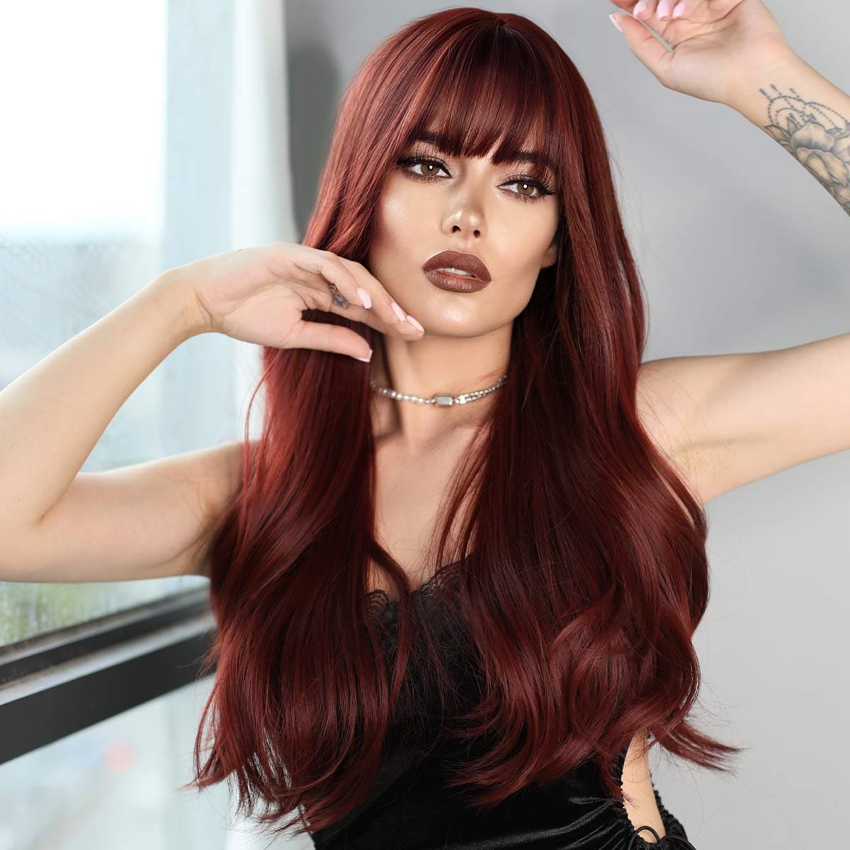 Perruque auburn rouge lisse