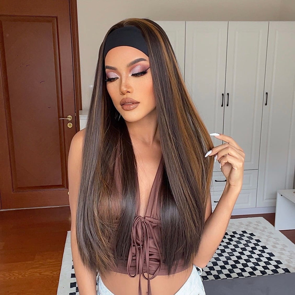 Perruque bandeau marron sexy