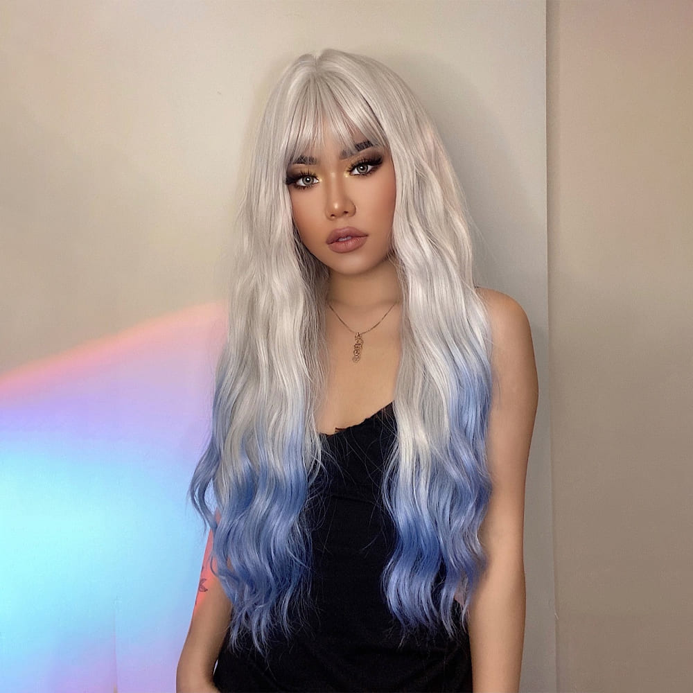 Perruque blanche et bleue