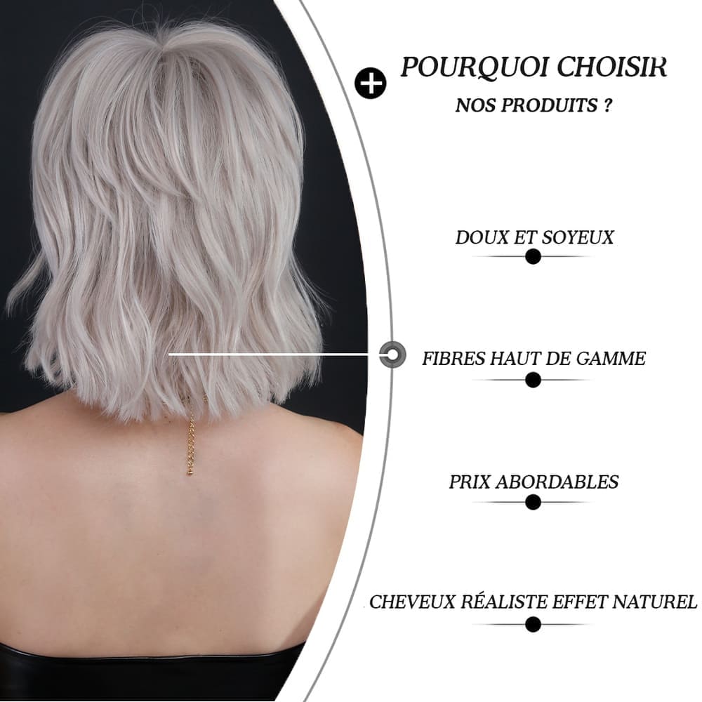 Perruque blanche cosplay dos