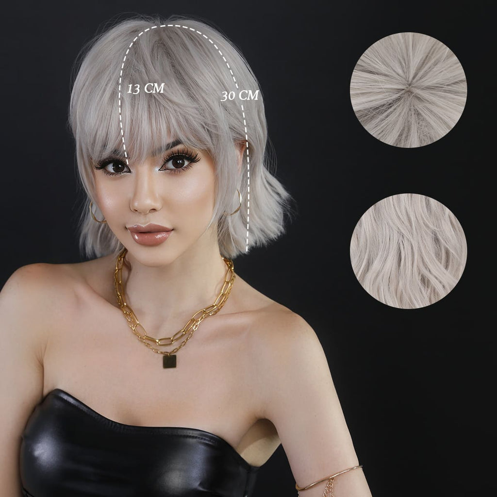 Perruque blanche cosplay longueur