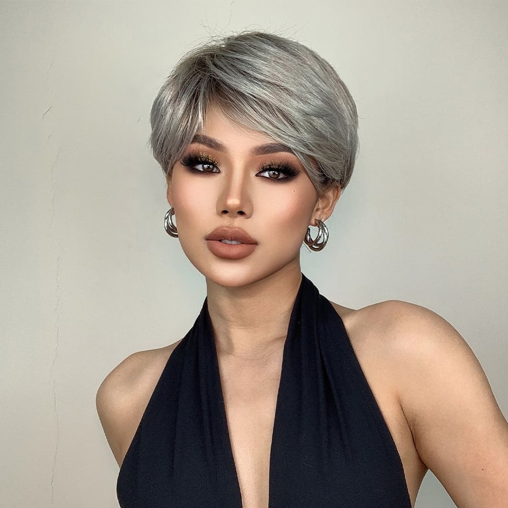 Perruque blanche courte mèche