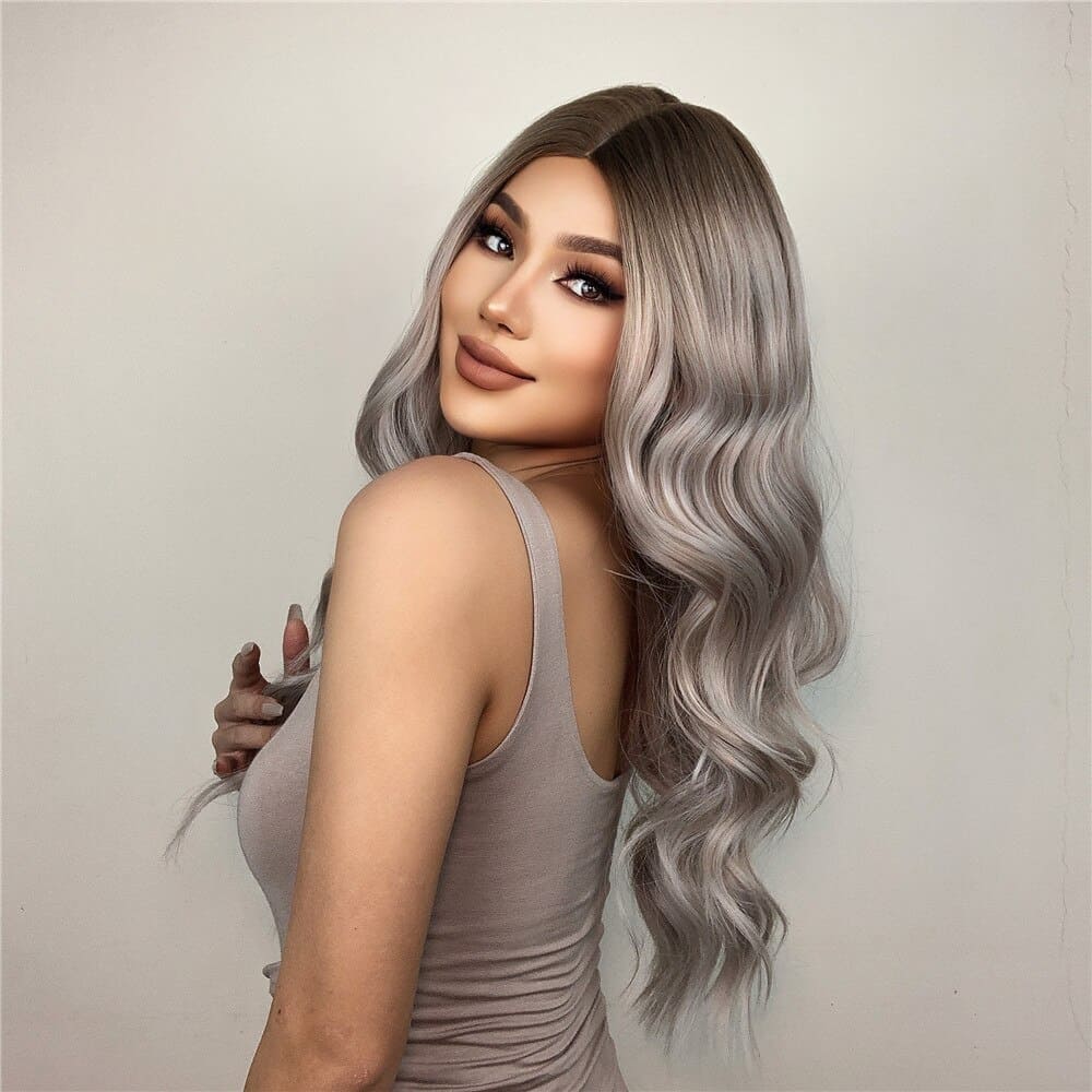 Perruque blanche longue dos