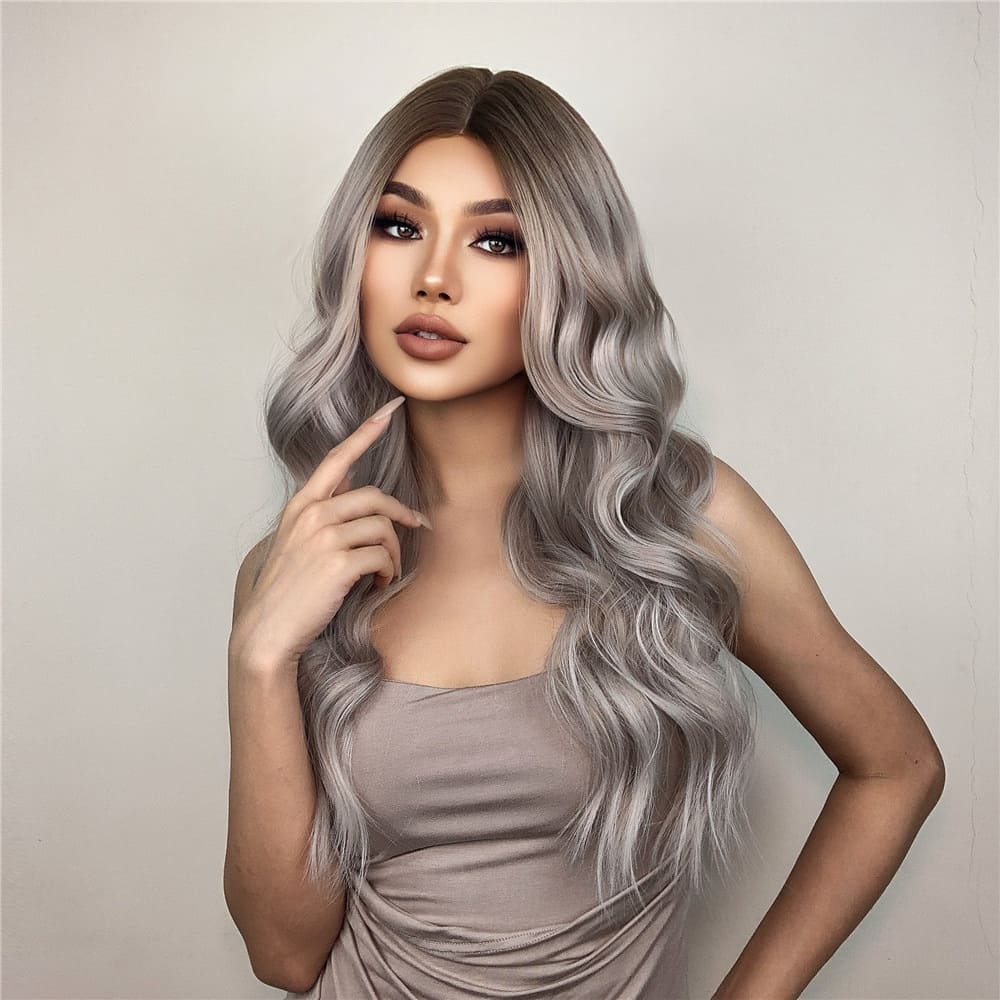 Perruque blanche longue féminité