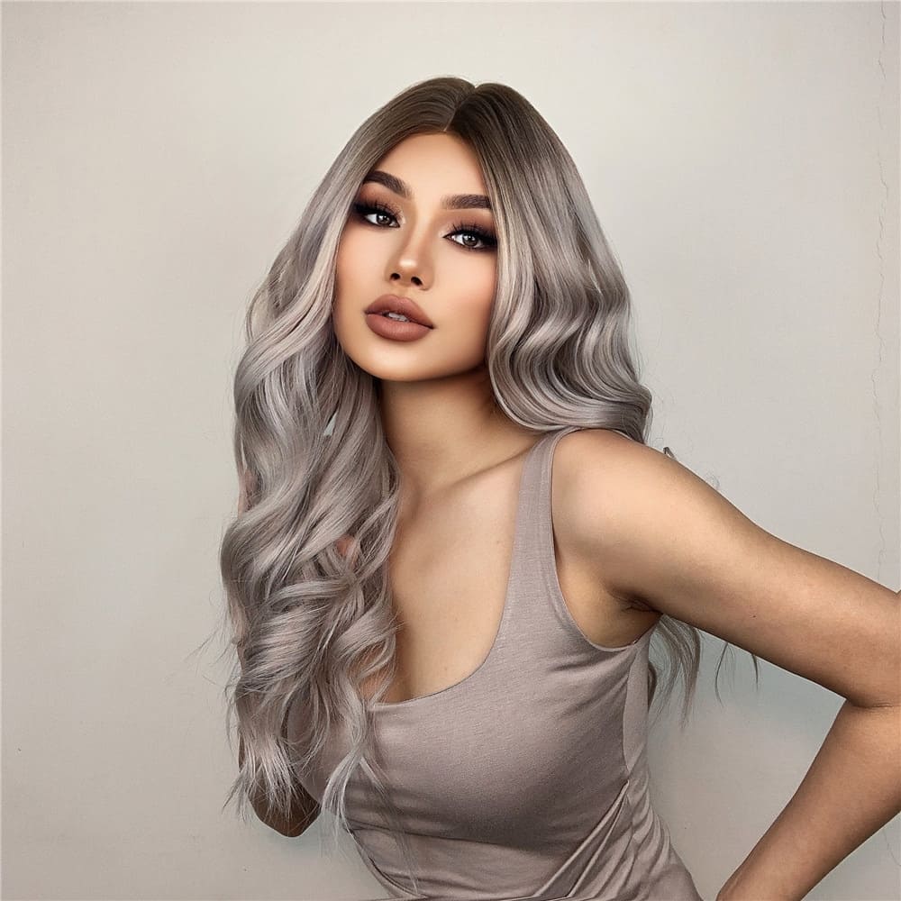 Perruque blanche longue racines