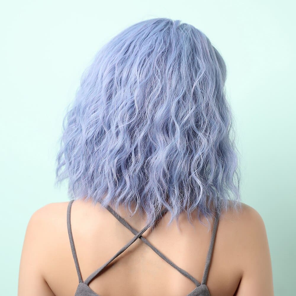 Perruque bleue carré dos