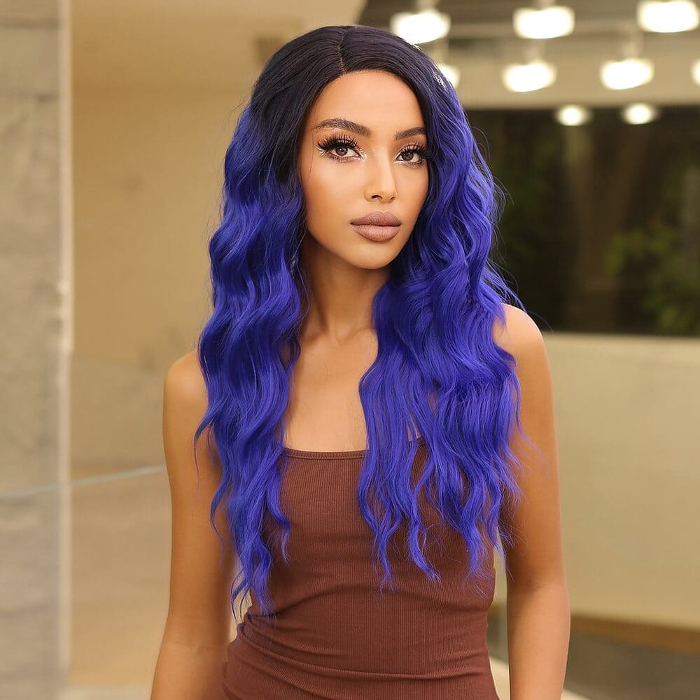 Perruque bleue et noire femme