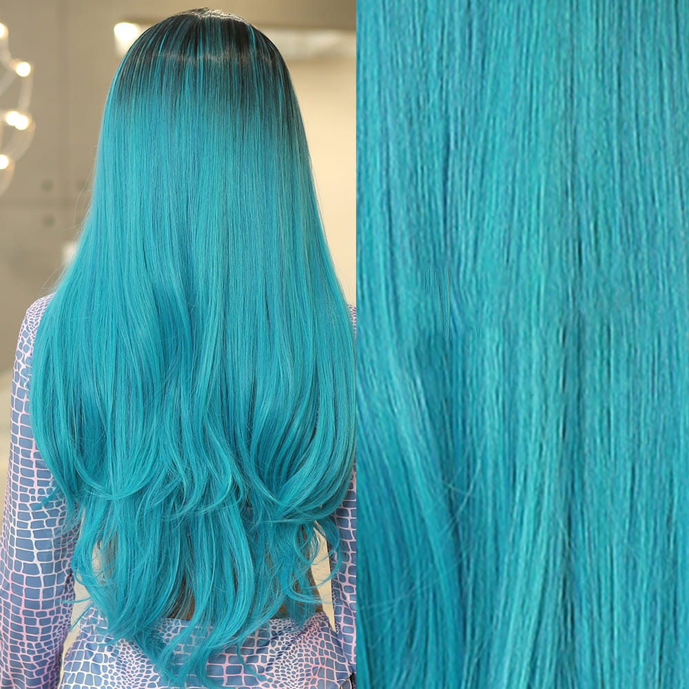 Perruque bleue manga nuque