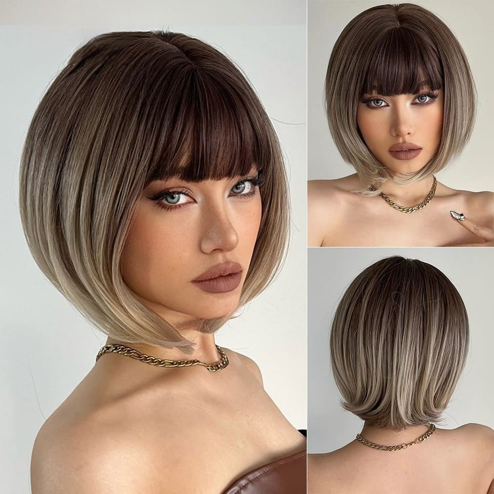 Perruque blonde carré court femme