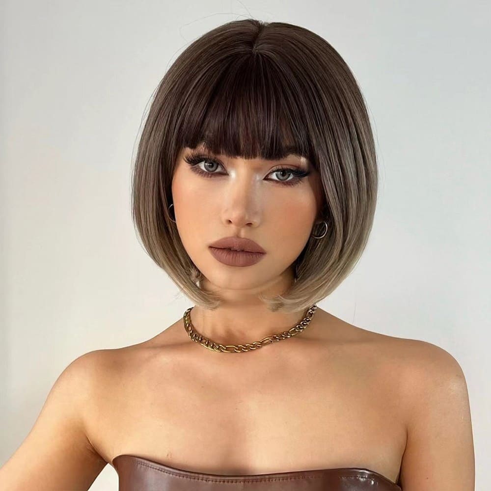 Perruque blonde carré court lisse