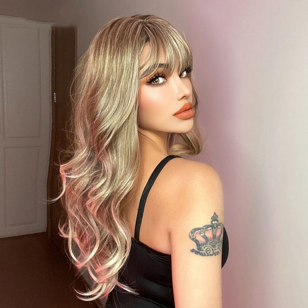 Perruque blonde effet naturel boucle