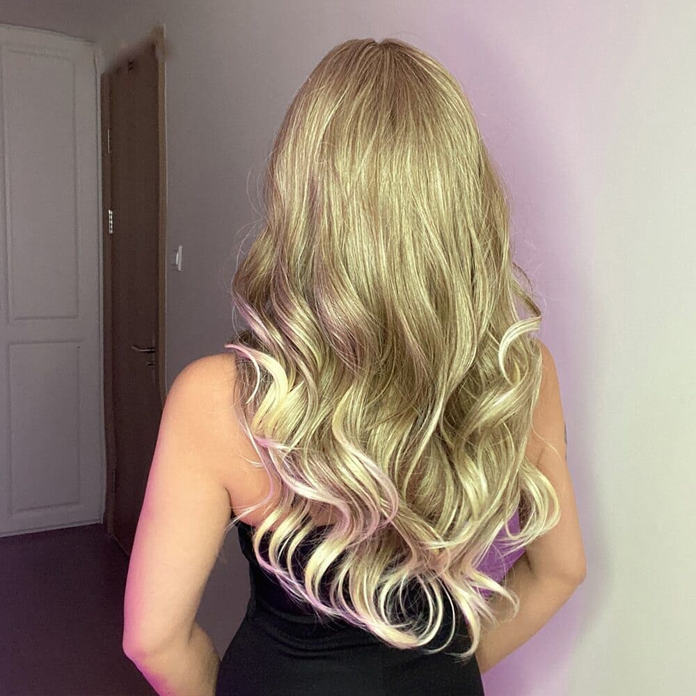 Perruque blonde effet naturel ondulés