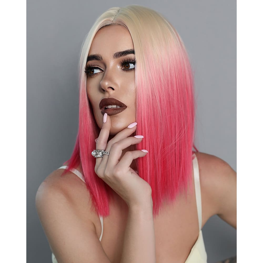 Perruque blonde et rose dégradé