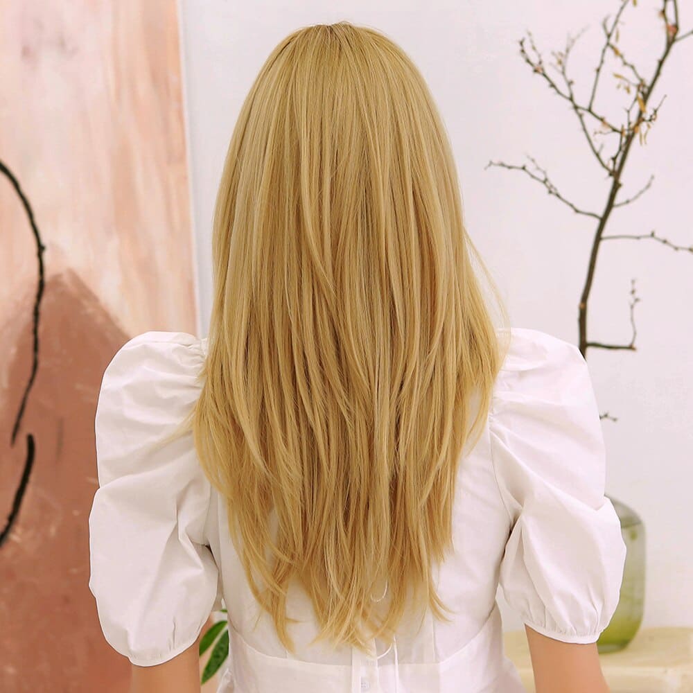 Perruque blonde lisse raide