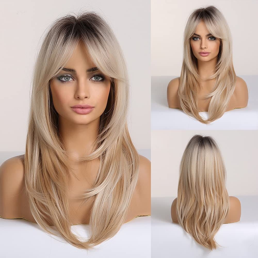 Perruque blonde longue coiffure