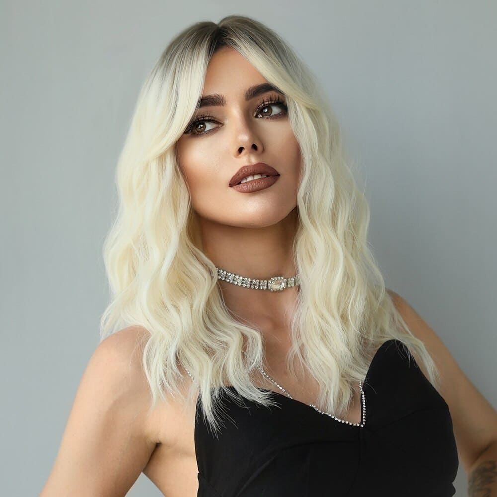 Perruque blonde mèche devant sans frange