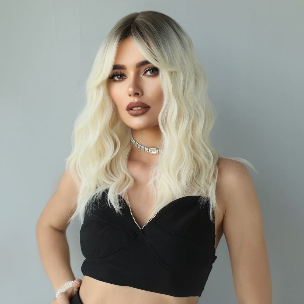 Perruque blonde mèche devant