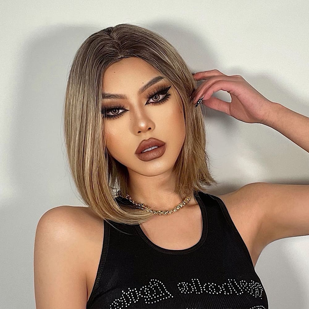 Perruque blonde miel sans frange