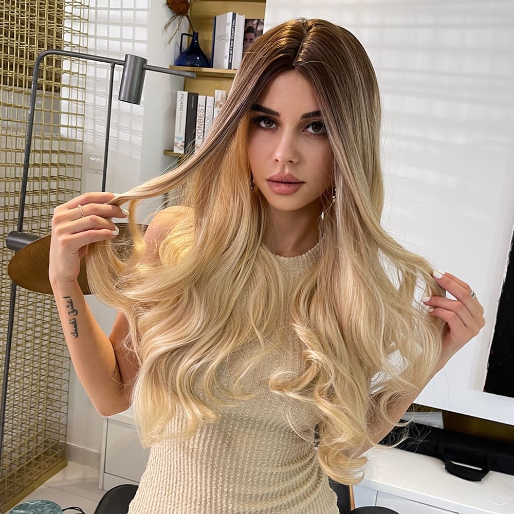 Perruque blonde ombre femme