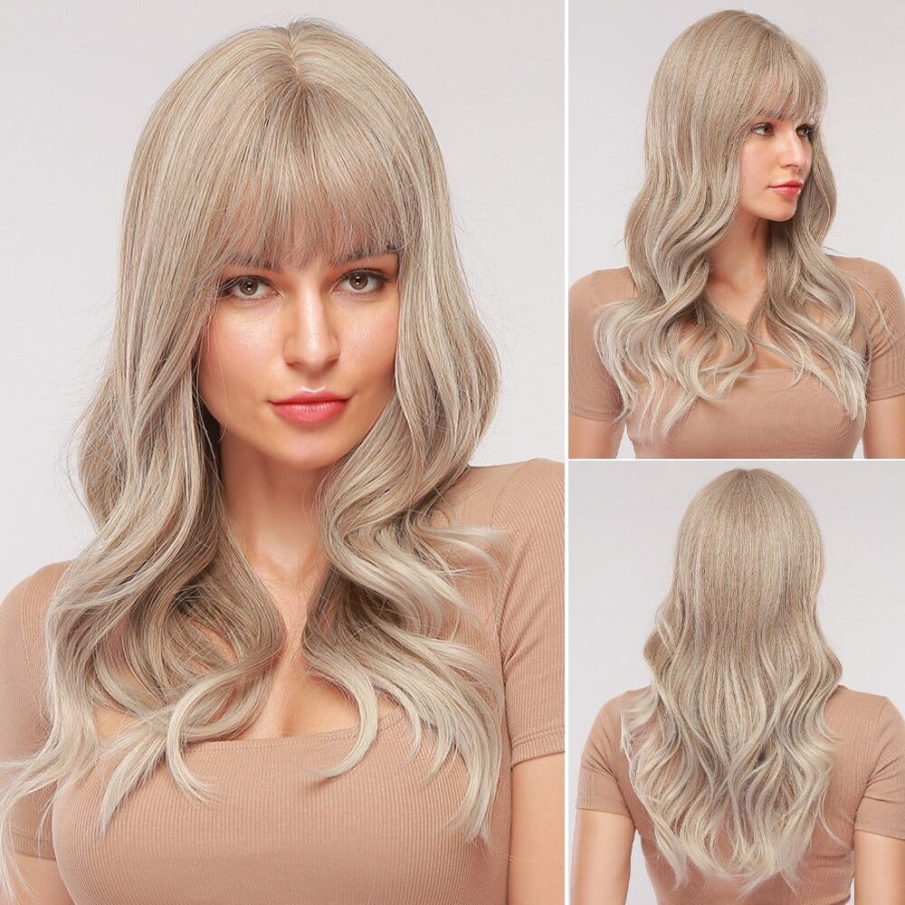 Perruque blonde platine bonne qualité femme