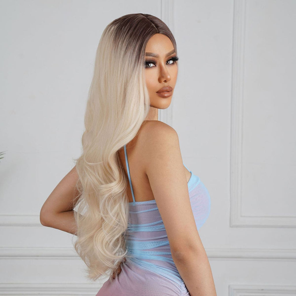 Perruque blonde platine longue femme