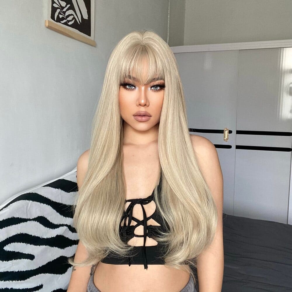 Perruque blonde réaliste longueur