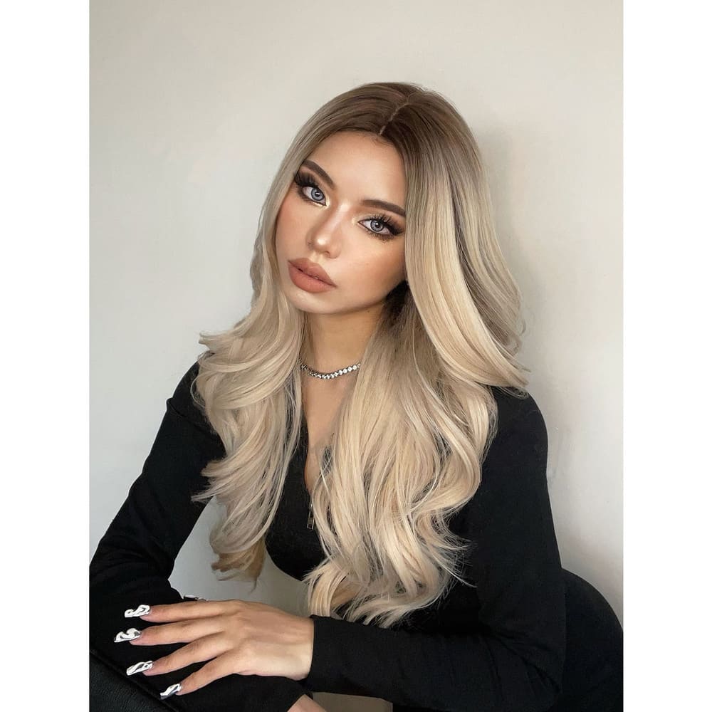 Perruque blonde synthétique longue