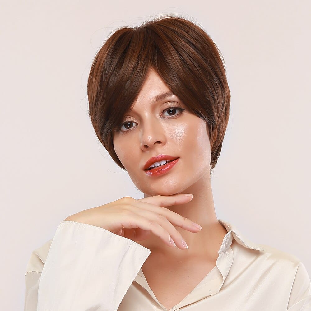 Perruque brune courte