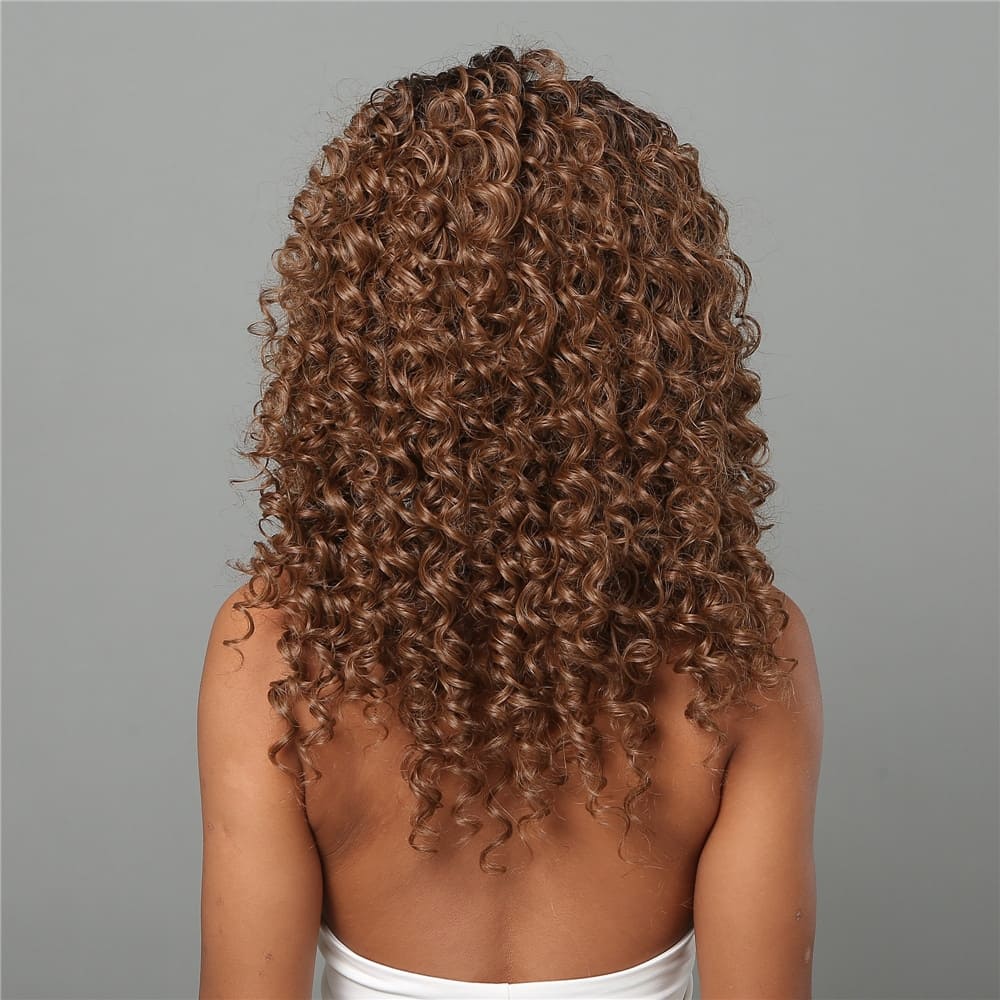 Perruque brune frisée nuque