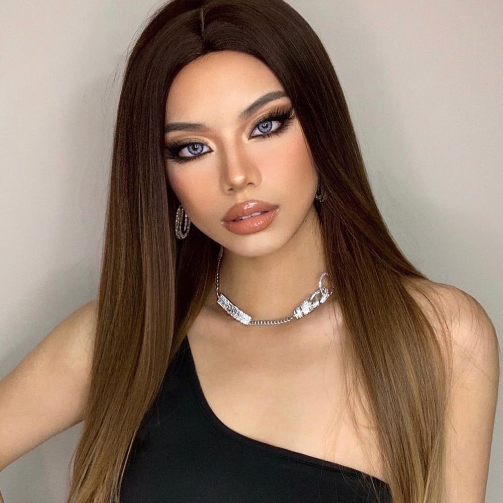 Perruque châtain foncé charme