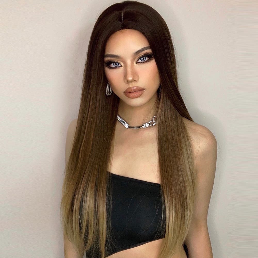 Perruque châtain foncé invisible