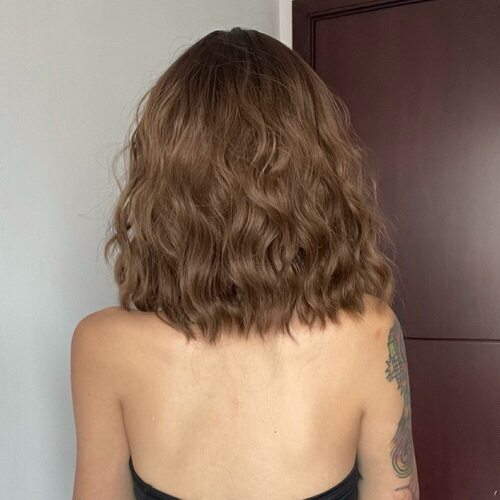 Perruque châtain frange nuque