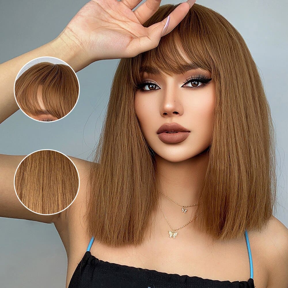 Perruque châtain roux femme