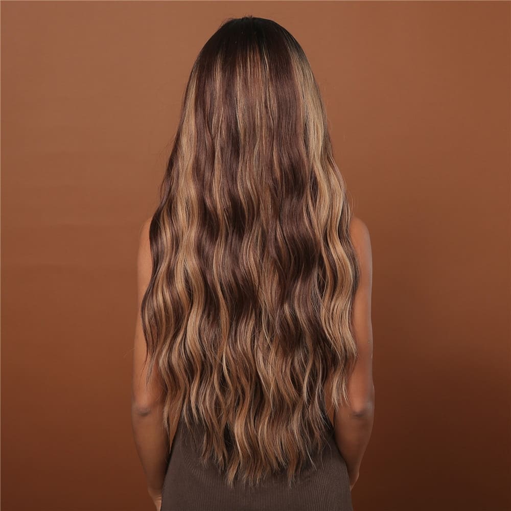 Perruque cheveux longs châtain nuque