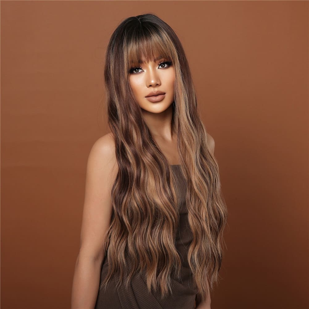 Perruque cheveux longs châtain