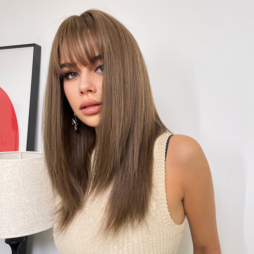 Perruque Cheveux Marron Femme