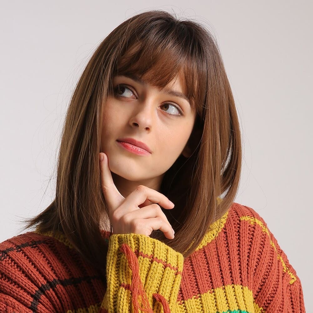 Perruque couleur marron femme