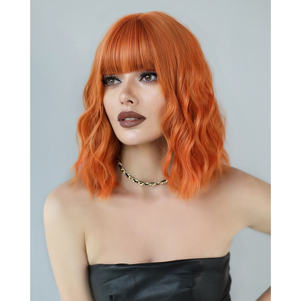 Perruque couleur orange carré