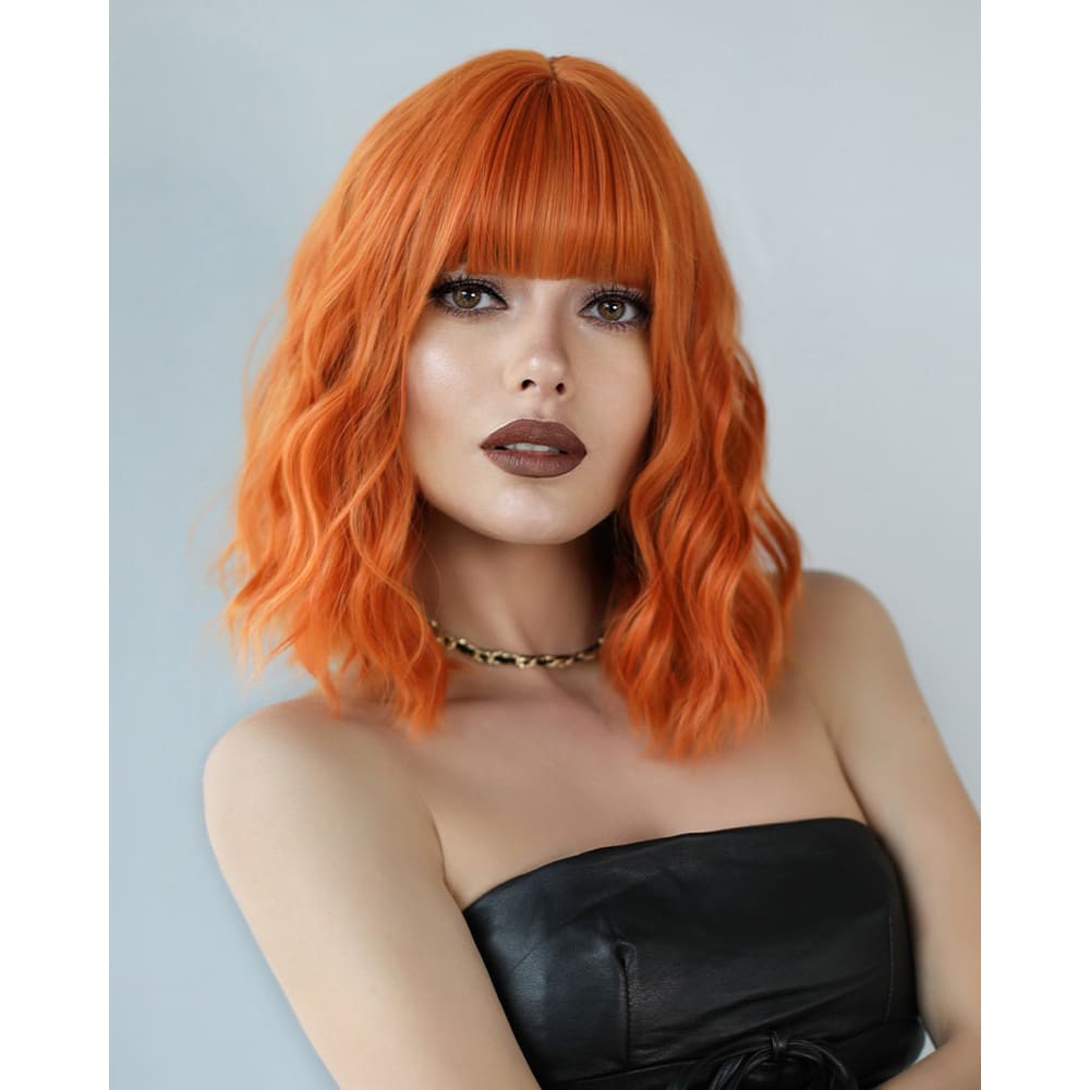 Perruque couleur orange frange
