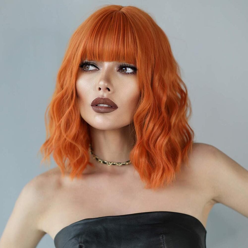Perruque couleur orange ondulation