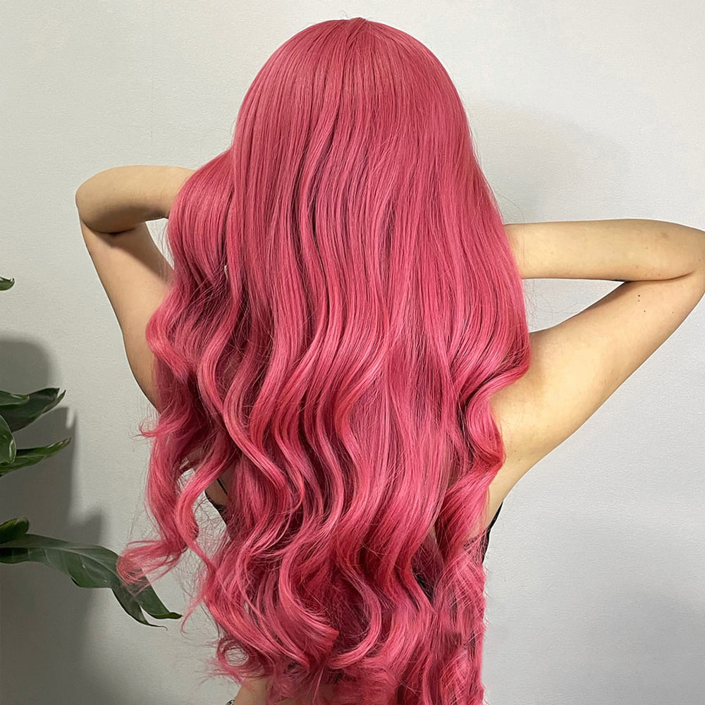 Perruque couleur rose nuque